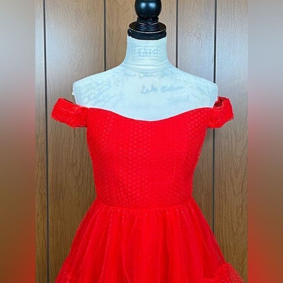 ML Monique Lhuillier Tulle Off The Shoulder Mini Dress size 6 - Picture 6 of 16